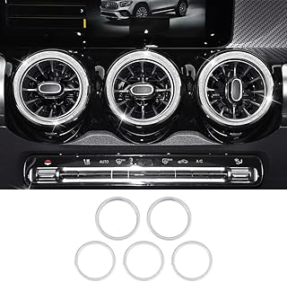 for Mercedes Benz Car Bling Accessories AC Air Vent Outlet Covers Compatible for A-Class CLA GLA GLB GLE GLS W205 C Class GLC AMG Interior Decal Caps Women Men Crystal Silver Pack of 5