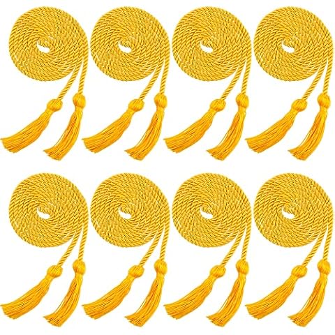 Trounistro 8 Pieces Graduation Cords Yarn Honor Cords with Tassel for College Graduation Students (Gold) Cover
