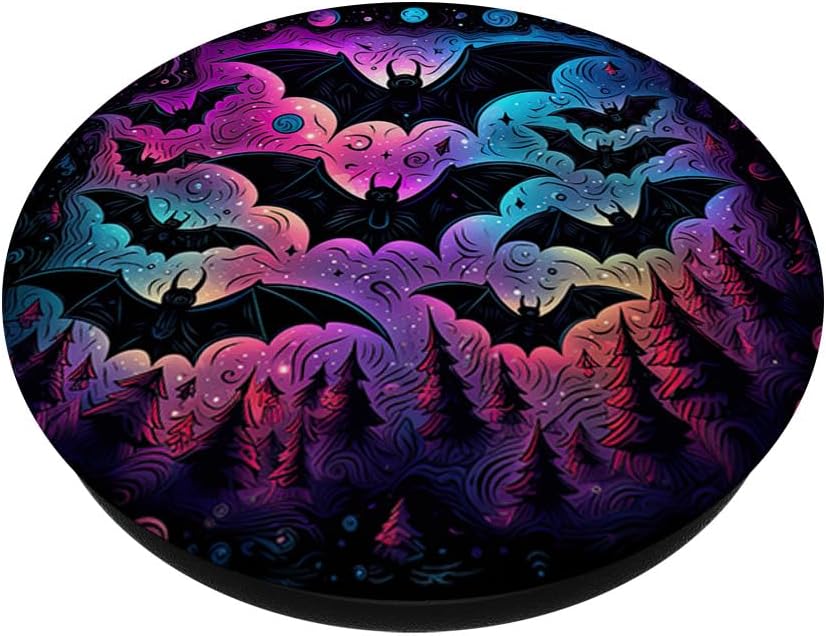gothic bat spooky bats in front of moon at night PopSockets Adhesive PopGrip - Image 2