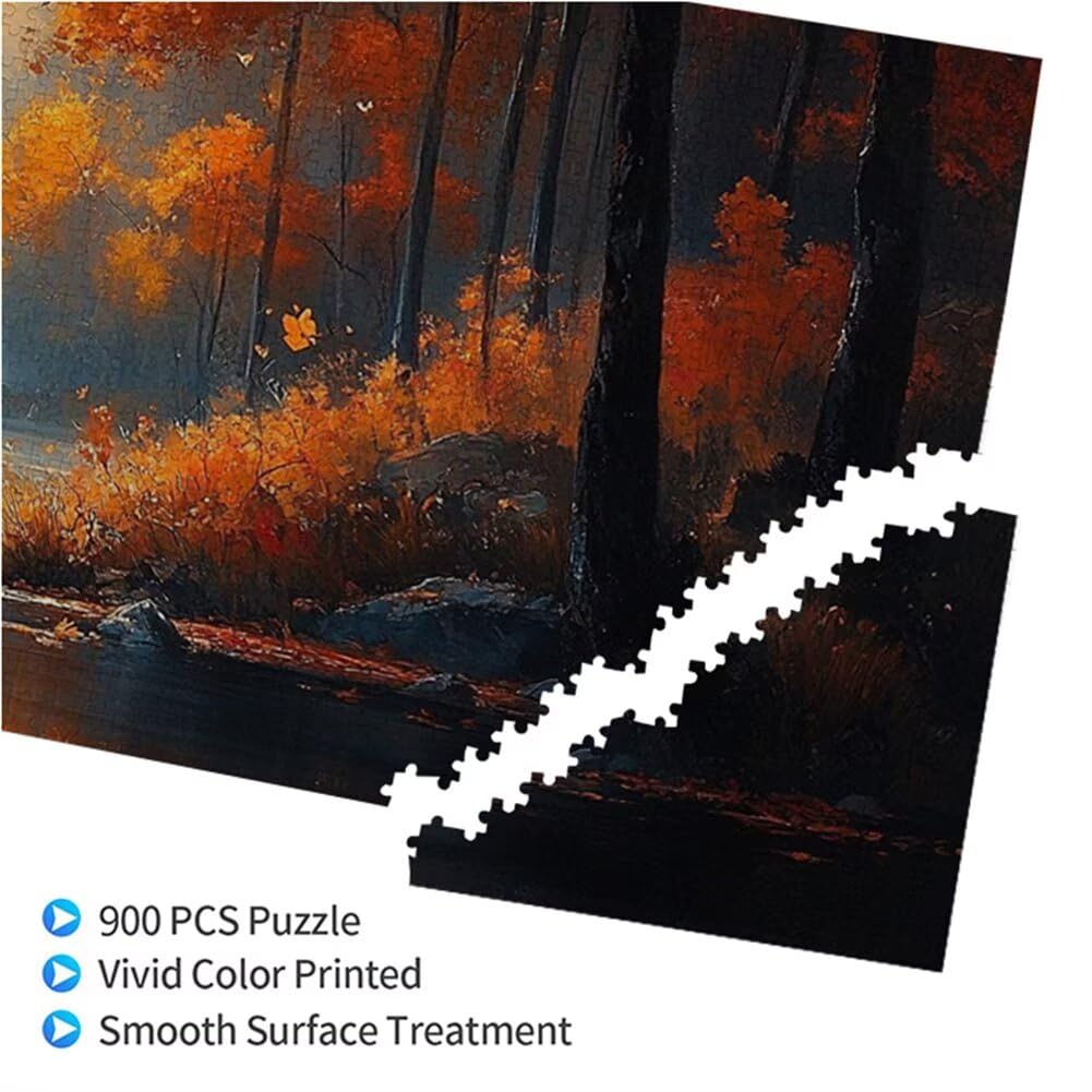Puzzle Paysage 900 Pieces Automne Puzzle Adultes 87 x 34 cm DIY Difficile Classiques Jigsaw Panoramique, Adulte Jeu éducatif, 2025 Bois Jigsaw Art Impossible Famille Challenge, Cadeau pour Femme W-4
