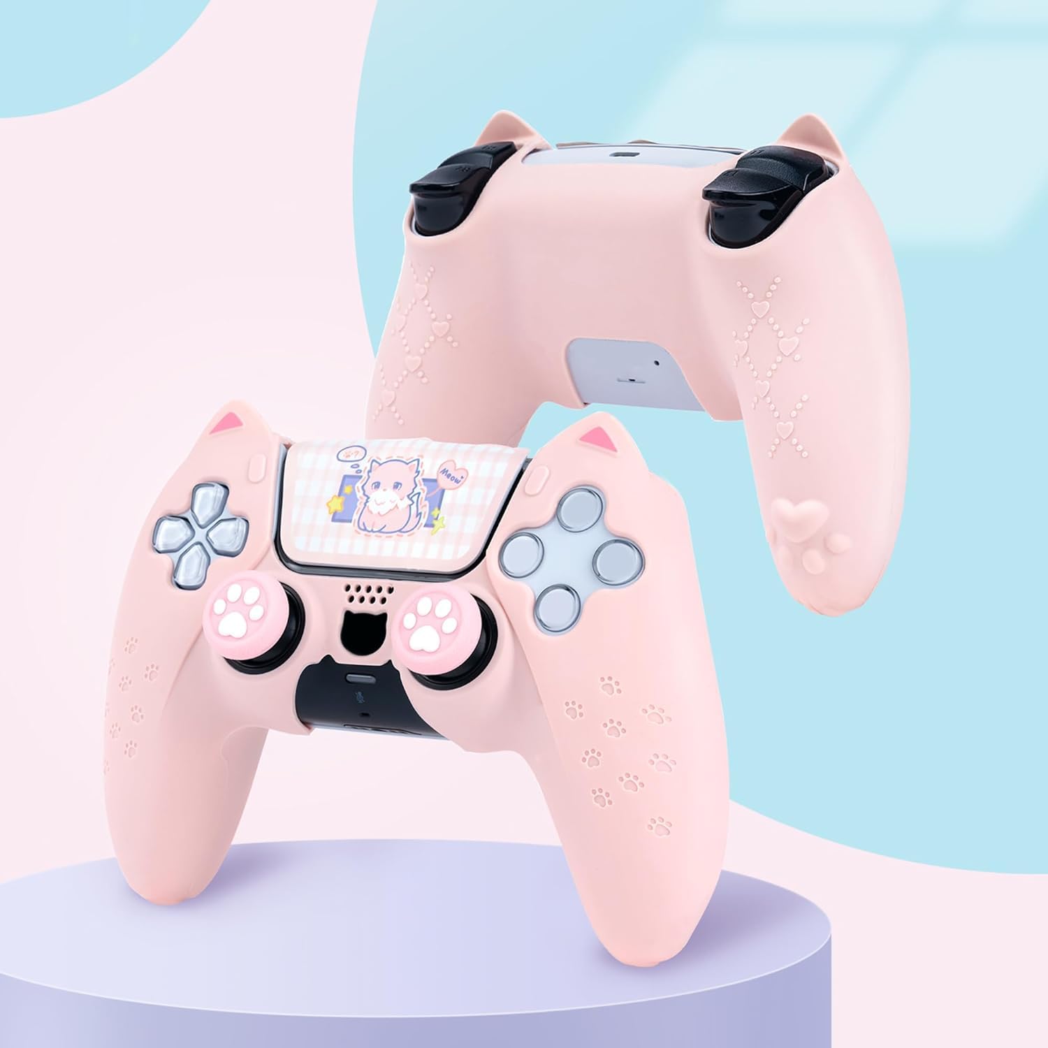 GeekShare Custodia protettiva in silicone antiscivolo per PS 5 per controller PS5 con zampa di gatto