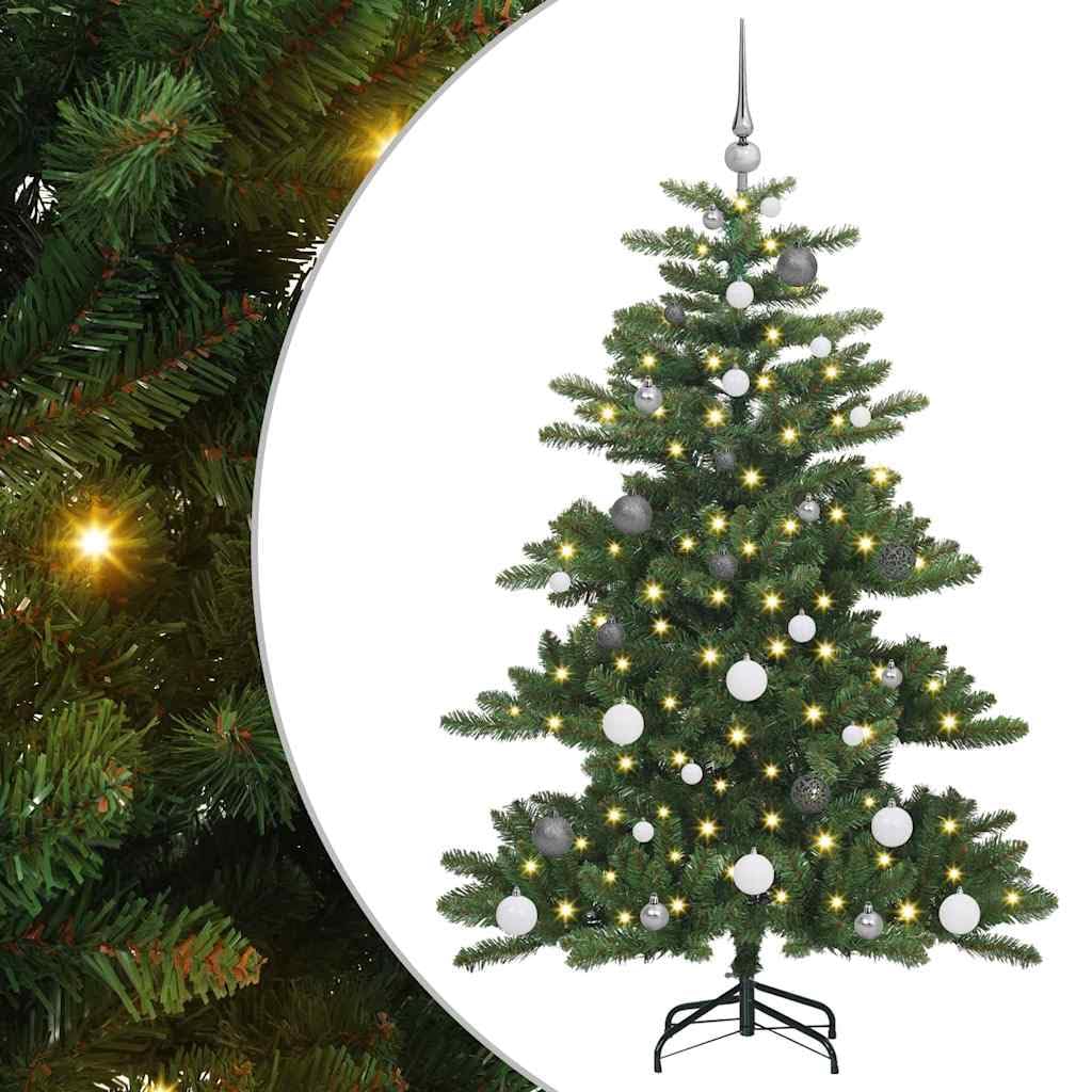 Sztuczna składana choinka 150 cm, PCW, z 150 diodami LED o ciepłej białej barwie, 8 trybów, metalowy stojak, do użytku wewnątrz pomieszczeń