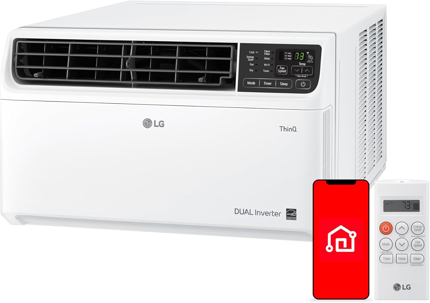 LG 6000 BTU Window Air Conditioner Energy Saving Dual Inverter, Remote Control, WiFi, LG ThinQ, Alexa, Hey Google Enabled Washable Filer Ultra-Quiet Cools Small Room up to 250 Sq.Ft White LW6023IVSM