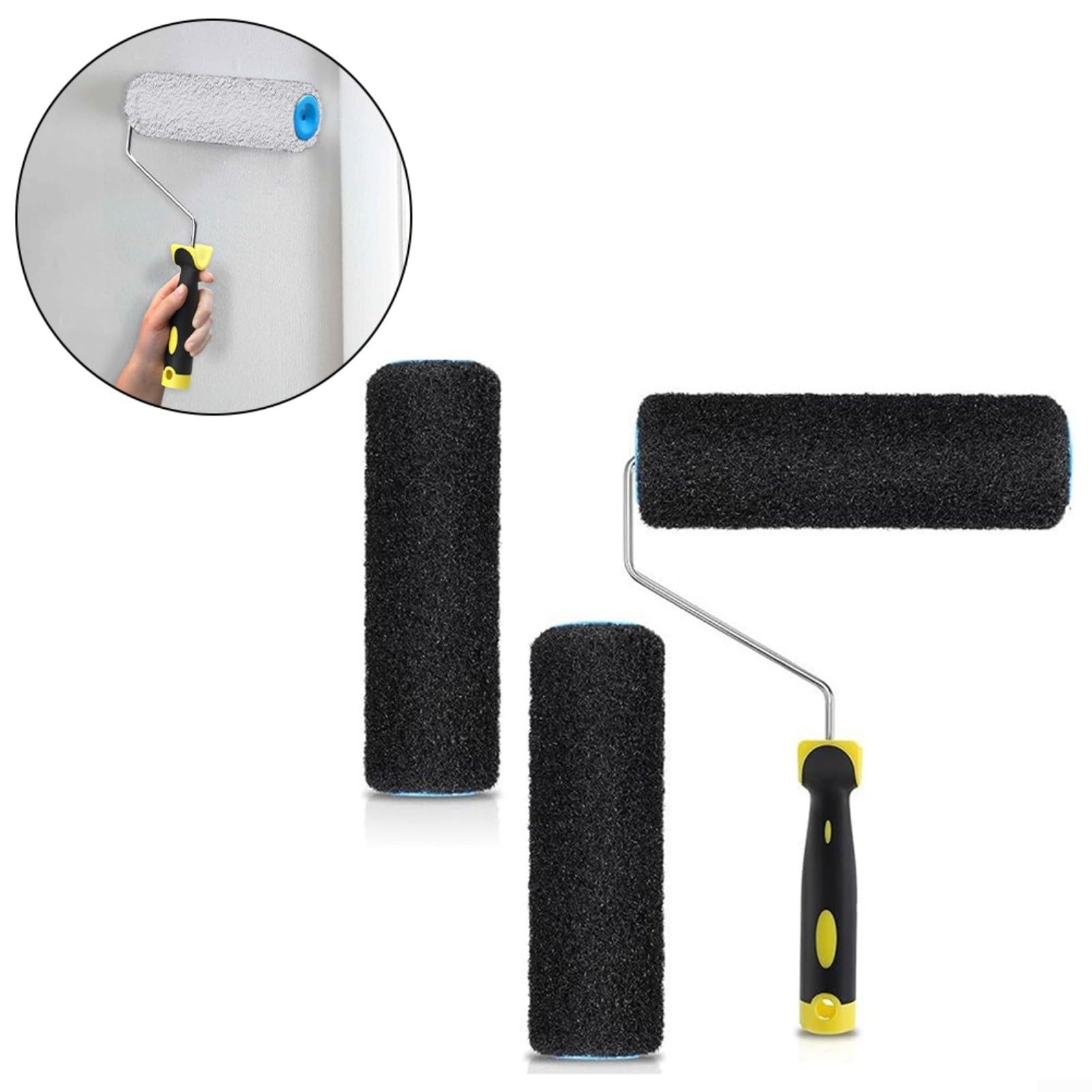 Set di rulli per cartongesso da 22,9 cm, con 3 pennelli per texture e rullo di vernice, perfetto per pittura su pareti e soffitti senza sforzo, ideale per progetti domestici fai da te e uso