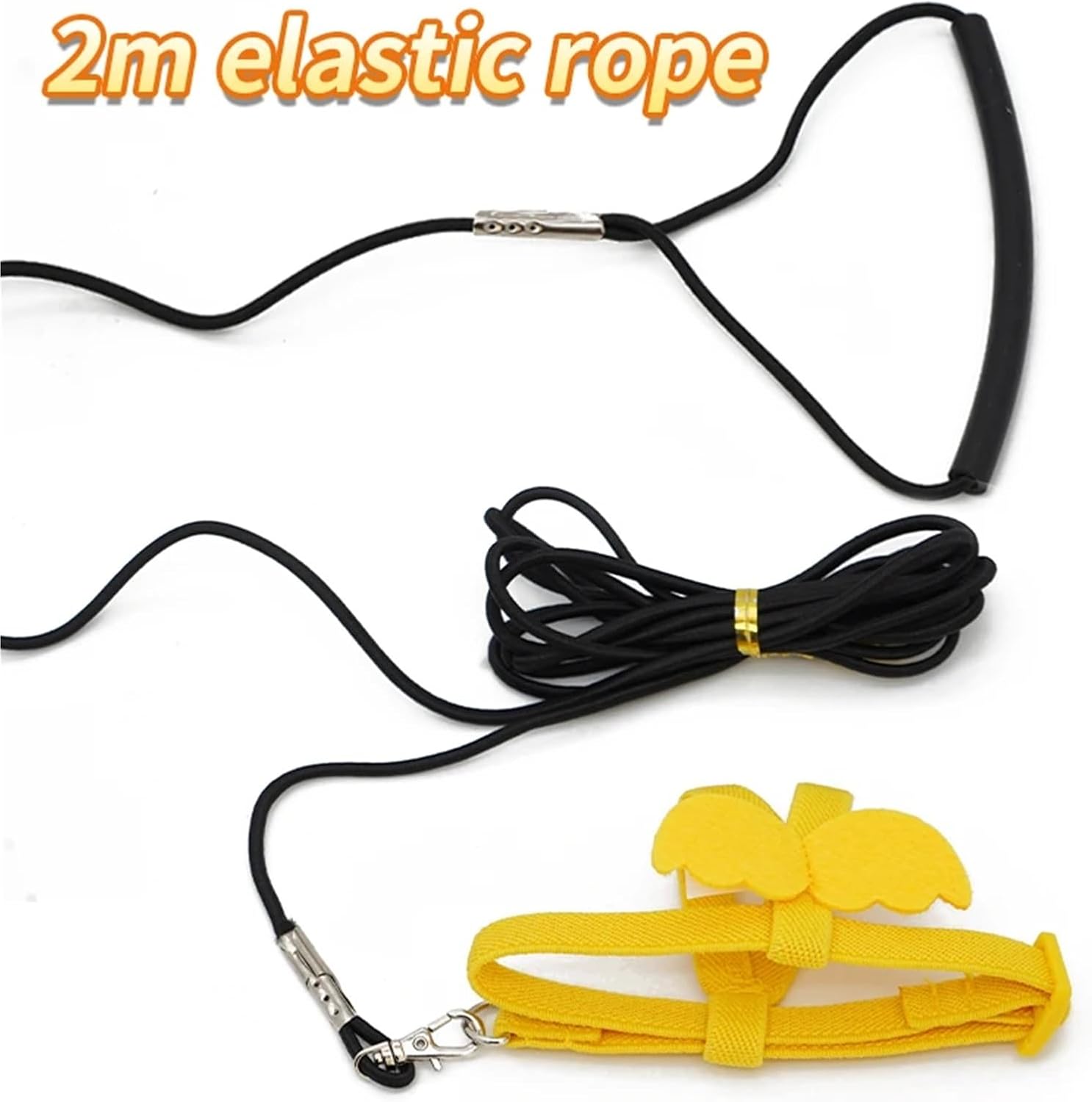 Bird Leash 8pcs Portable Bird Harness Leash - Elastic Adjustable Rope with Cute Wings for Parrot(Yellow)