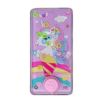 PARTEET Cute Unicorn Theme Handheld Water Game Water Bubble Ring Toss Anxiety Toys Aqua Toys Travel Family Games Ideal Gift for Kids Boys and Girls Kids (Pack of 1) - image, photos