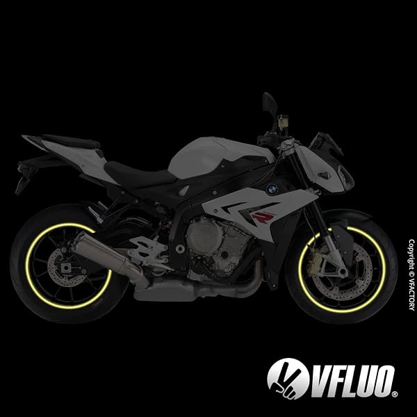 VFLUO - Kit Pegatinas Llantas de Moto Reflectantes, Autoadhesivas para 1 Rueda, 3M Technology™ - Gran Visibilidad Lateral - Discreto y diseño - Fácil colocación - 4