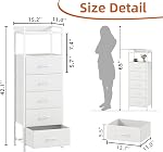 Somdot Dressing blanc pour chambre, Dresser haut avec 5 Tiroirs et tiroirs de tissus 2-Tier Étagère, coffre de tiroirs, unité de stockage pour entrée, hall