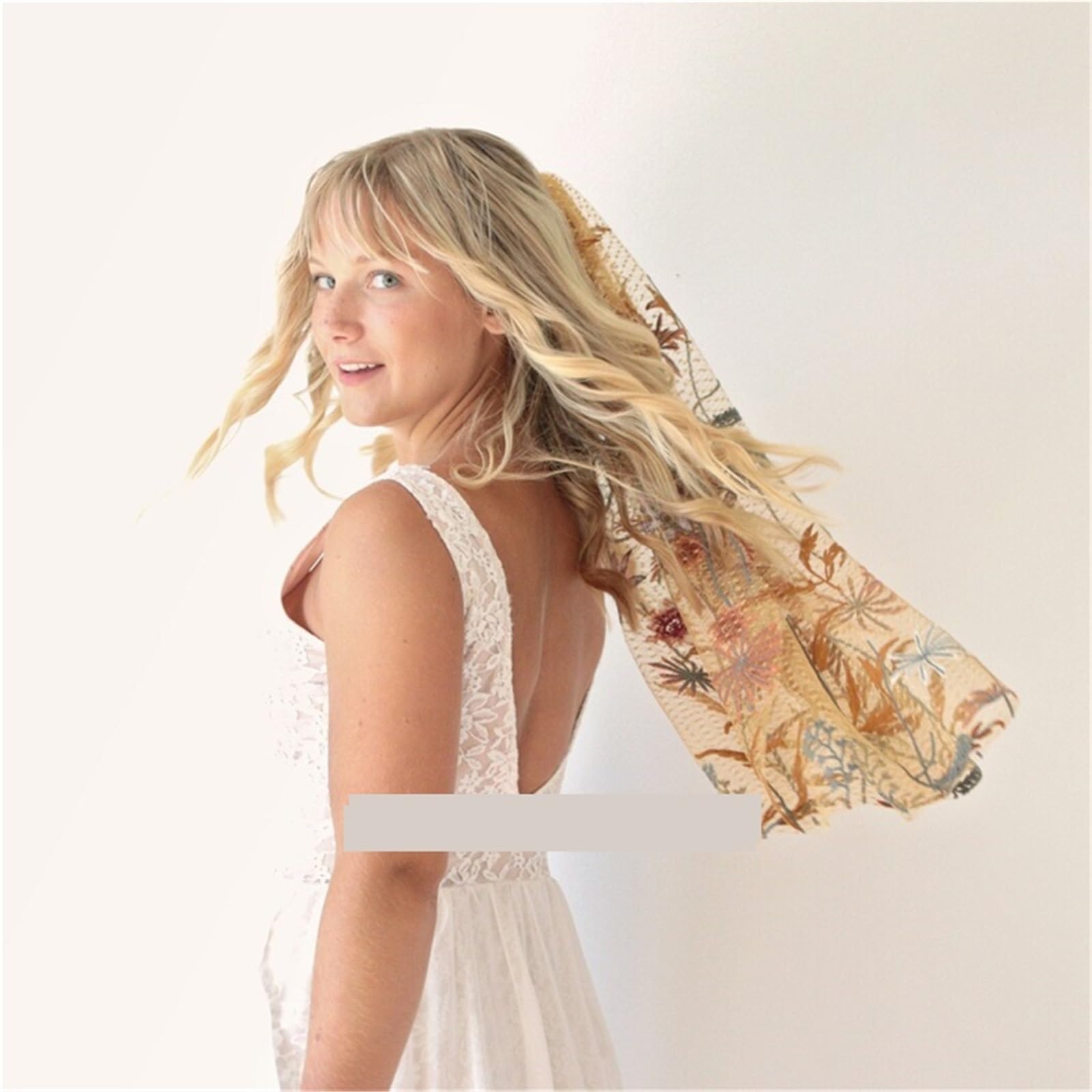 Velo Novia Velo de Novia Floral Velo de Novia con Peine Accesorios de Boda Hojas de otoño Flores Bordadas Tul de Diamante marrón for Novias(27 Inches)