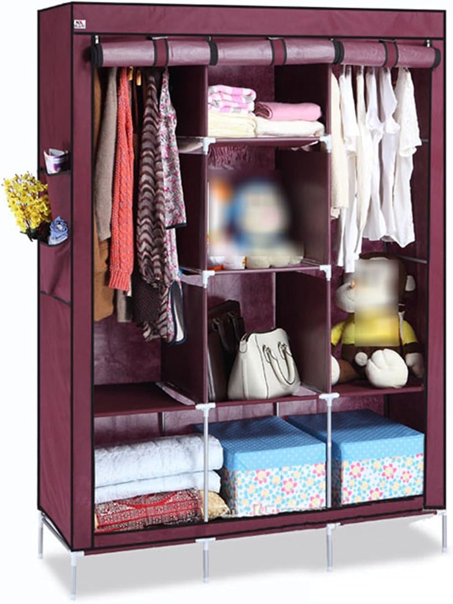 Armoire textile ouverte 130x46x175cm avec organisateur de rangement pliable