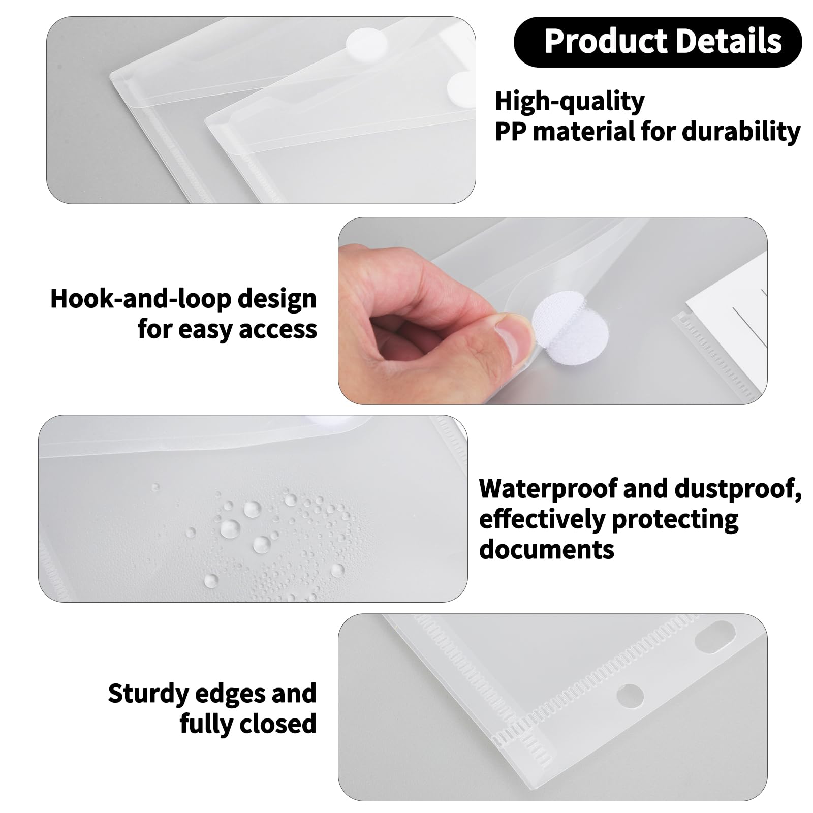 VOSSOT 10 PCS Portadocumentos A5 con Etiqueta, Carpeta A5 Transparente de Plástico PP Impermeable, Fundas de Plástico a5 con 7 Agujeros, Sobres de Plásticos Pequeños para Oficina, Escuela y Hogar