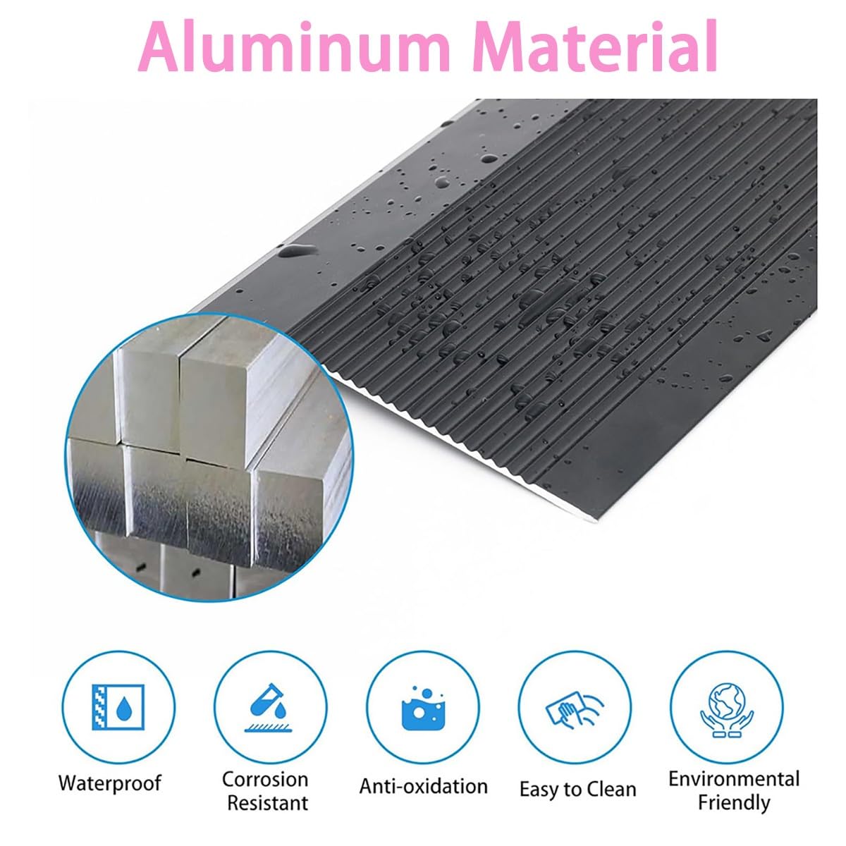 Aluminiowy profil z regulacją wysokości, 10-40 mm, antypoślizgowa listwa redukcyjna do drewna/laminatu/płytek, 2 szt. czerwonych pasków przejściowych do drzwi