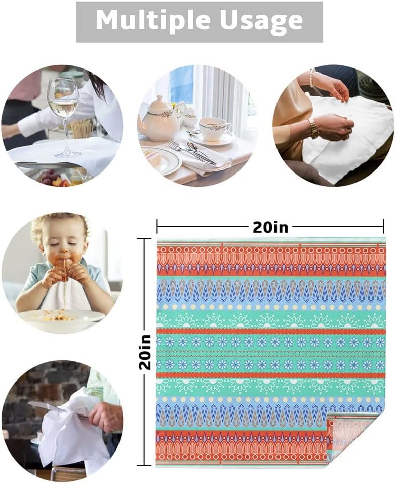 Bohemian Ethnic Cloth Napkins Set Festive Banquet Wedding Decor Tea Towel Kitchen Dinner Table(6pcs)