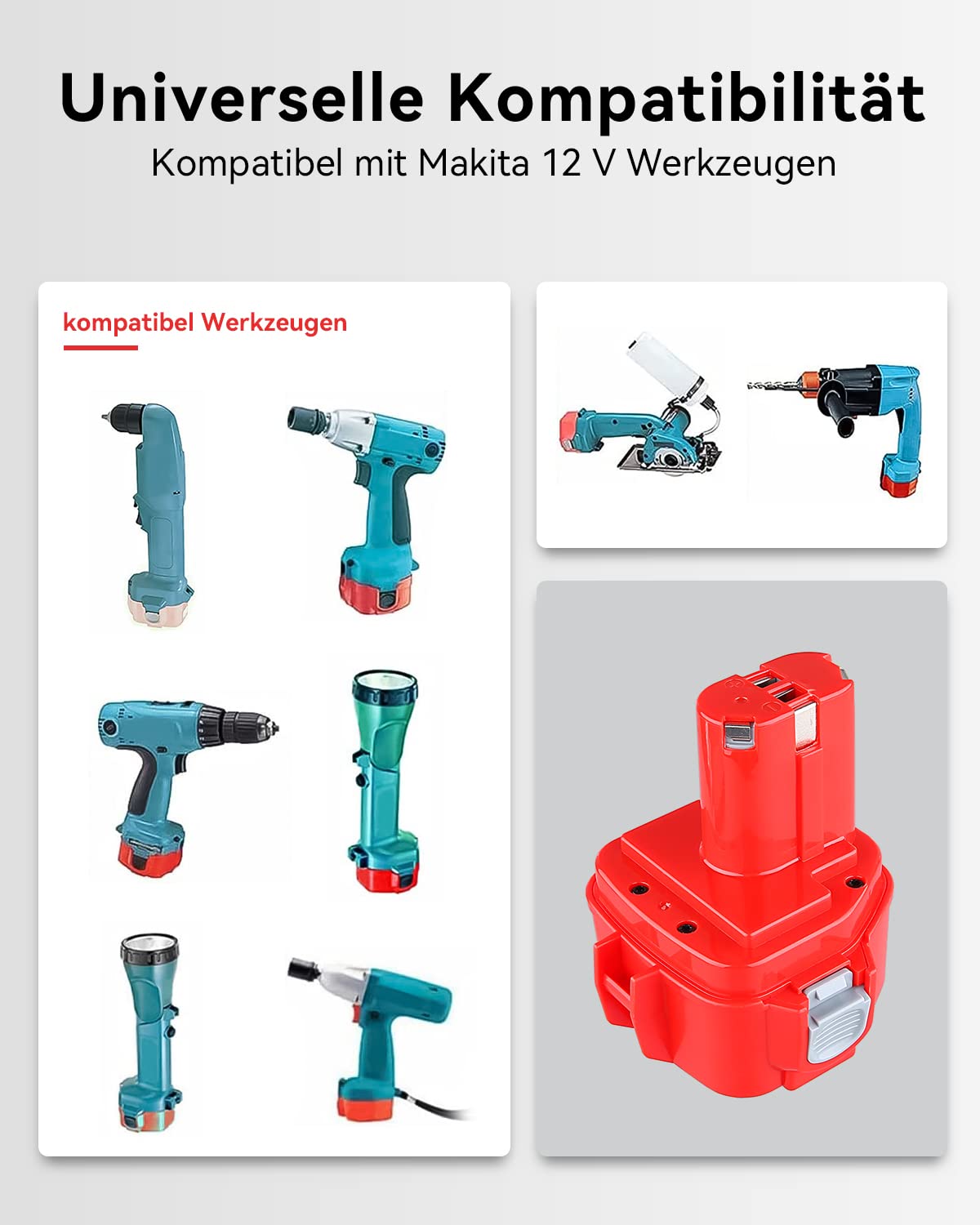 2 Stück 4800mAh 12V NI-MH Ersatzakku für Makita Akku 12V 1222 PA12 1220 1222 1234 1233 1235 1235B 1235F Ersatzakku für Makita 12V Akku
