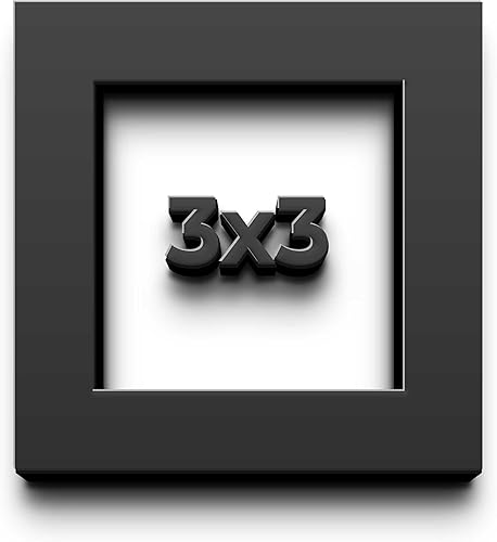 Marco de caja de sombra negra de 3 x 3, caja de sombra de madera contemporánea completa con acrílico UV, respaldo de tablero de espuma y accesorios