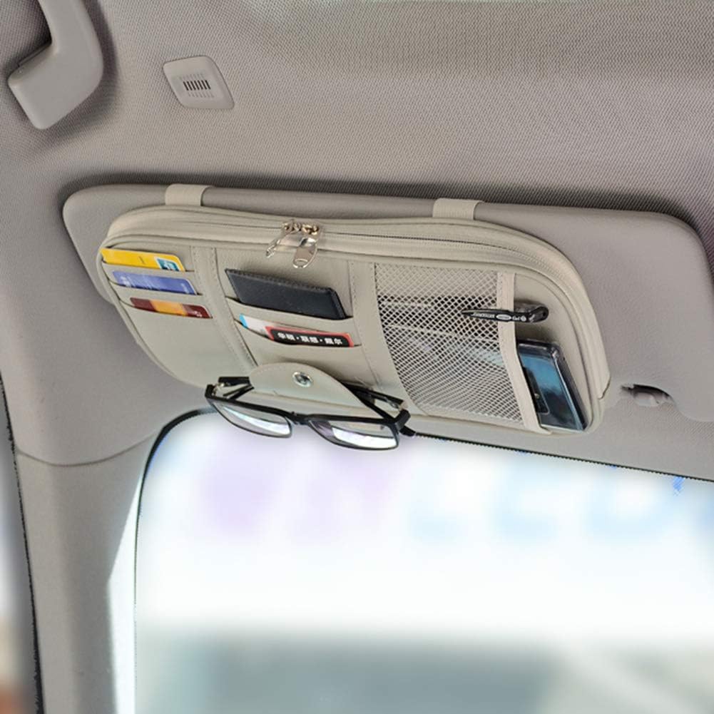 High Road Car Visor Organizer with Secure Zip Pockets
