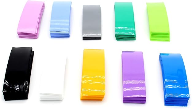 300Pcs 10 Color 29.5MM 18.5MM Flat PVC Heat Shrink Tubing Tube for 18650 18500 Battery Shrink Film