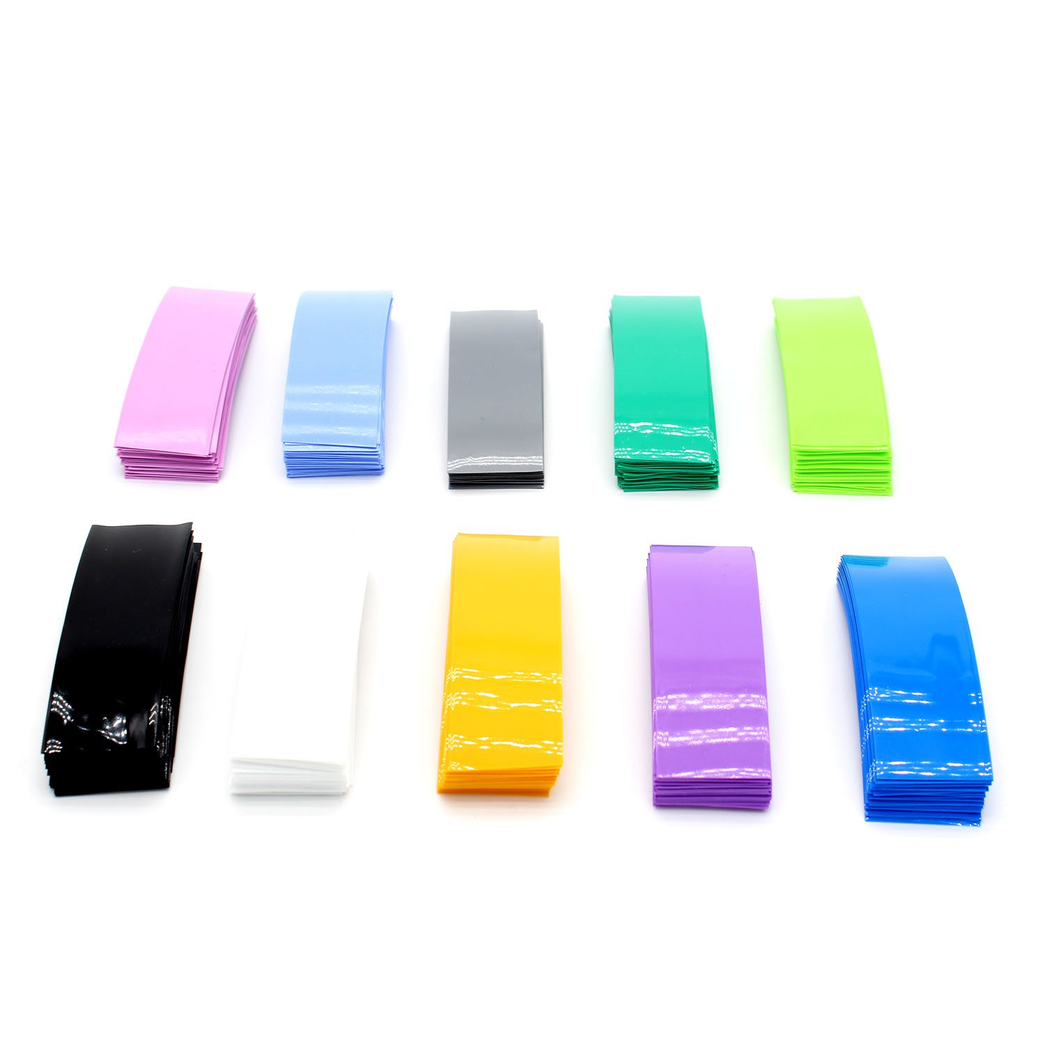 SpzcdZaSpeedDa 300Pcs 10 Color 29.5MM 18.5MM Flat PVC Heat Shrink Tubing Tube for 18650 18500 Battery Shrink Film