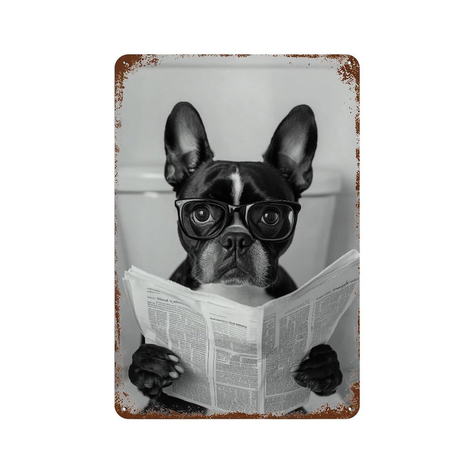 xiaoxiaoshen Boston Terrier Bathroom Print Wall Decor Art Metal Tin Poster Modern Home Decor Art Home Bar Shop Decorations Vintage Sign 30x20cm