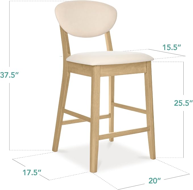 Set de 2 Butacos de Madera con Cojín Tapizado miniatura 3