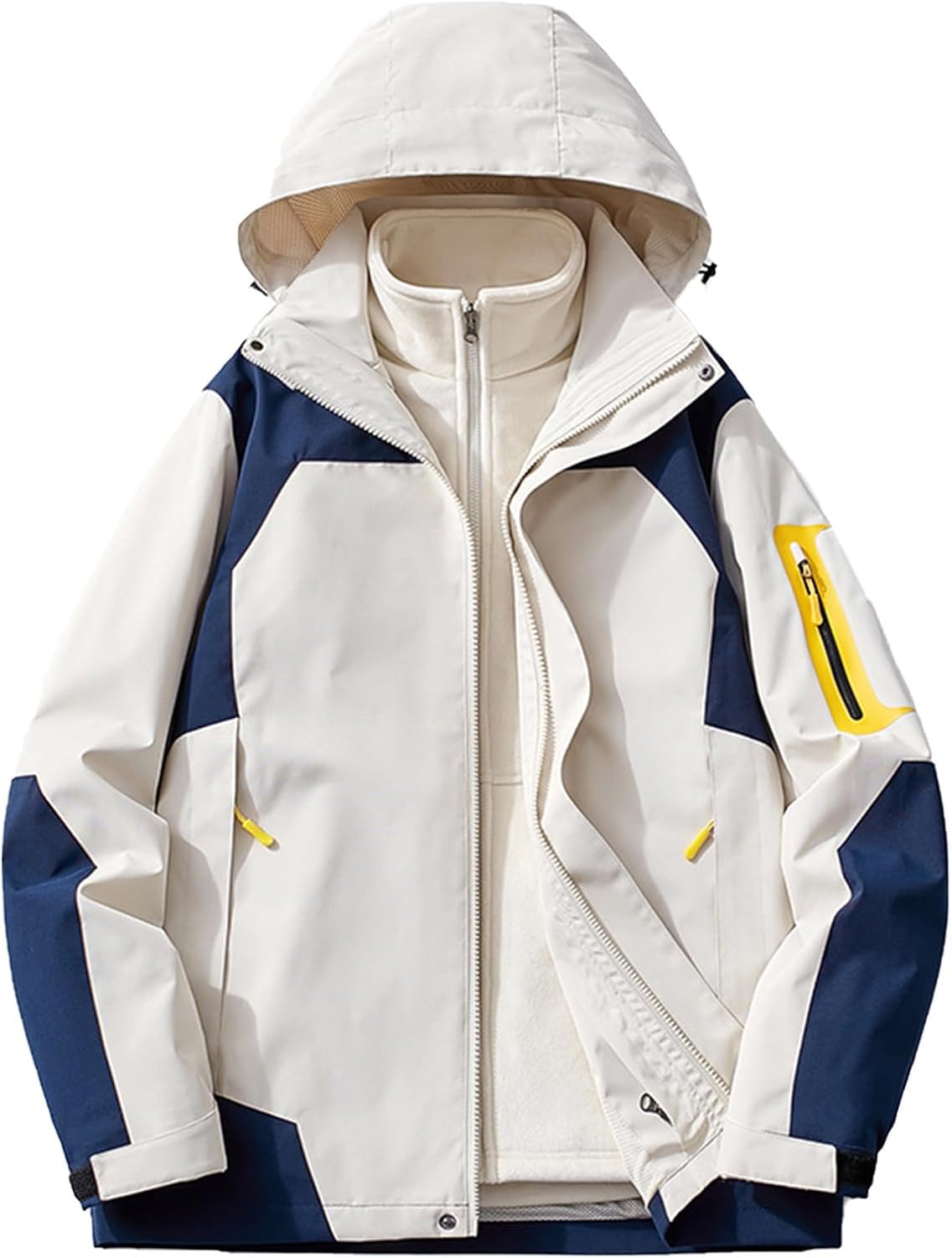 Winter Coat Women 3 in 1 Hooded Waterproof Coat Winter Climbing Hiking Rain Jacket Fleece Lined Windbreaker Jacket