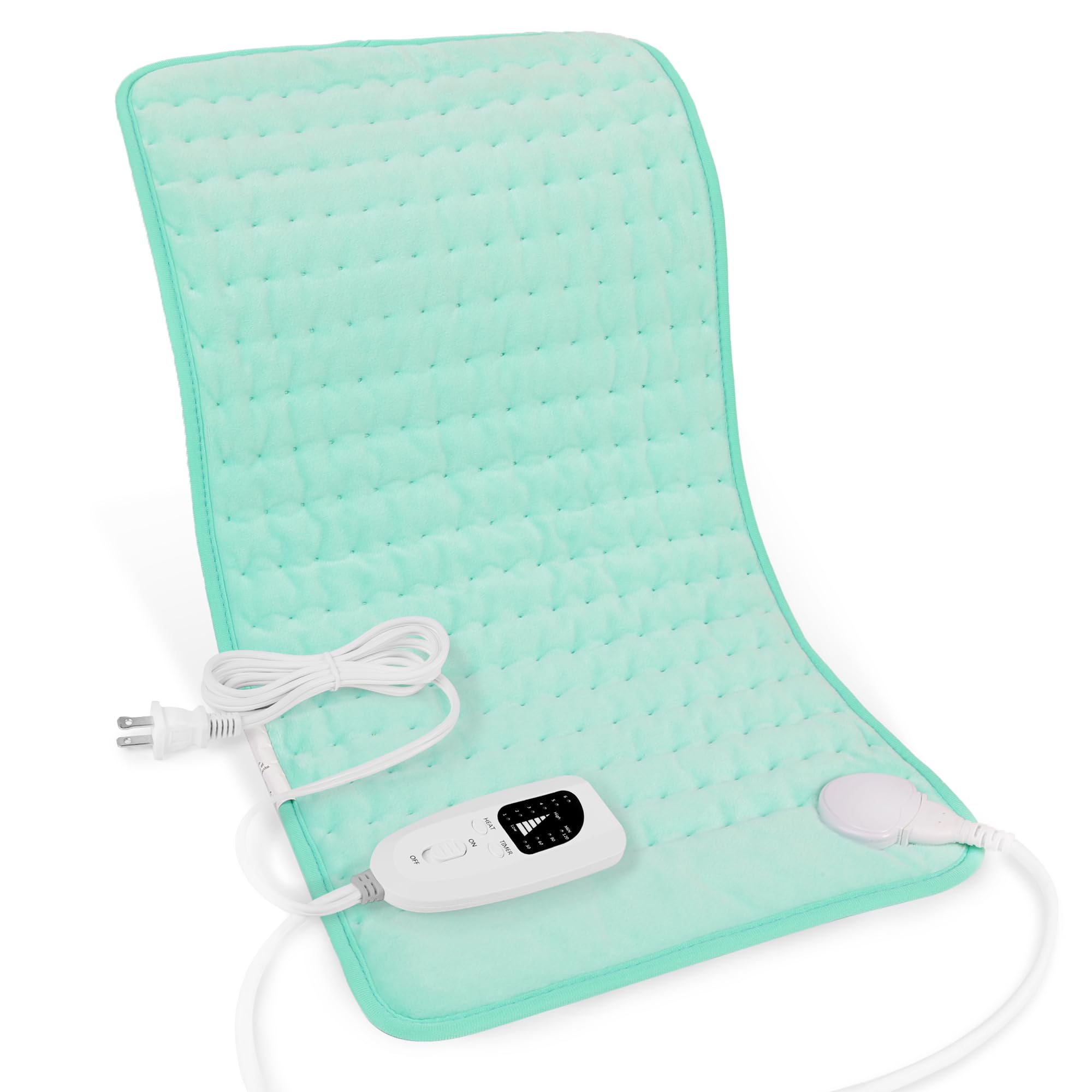 Deepsoon Heating Pad,Electric Heating Pads for Back,Neck,Moist Heating Pad for Abdomen Shoulder Knee Legs,Dry/Moist Heat&amp;Auto Shut Off,Fathers Day Dad Gifts for Men Birthday,Light Green,24x12 Inch