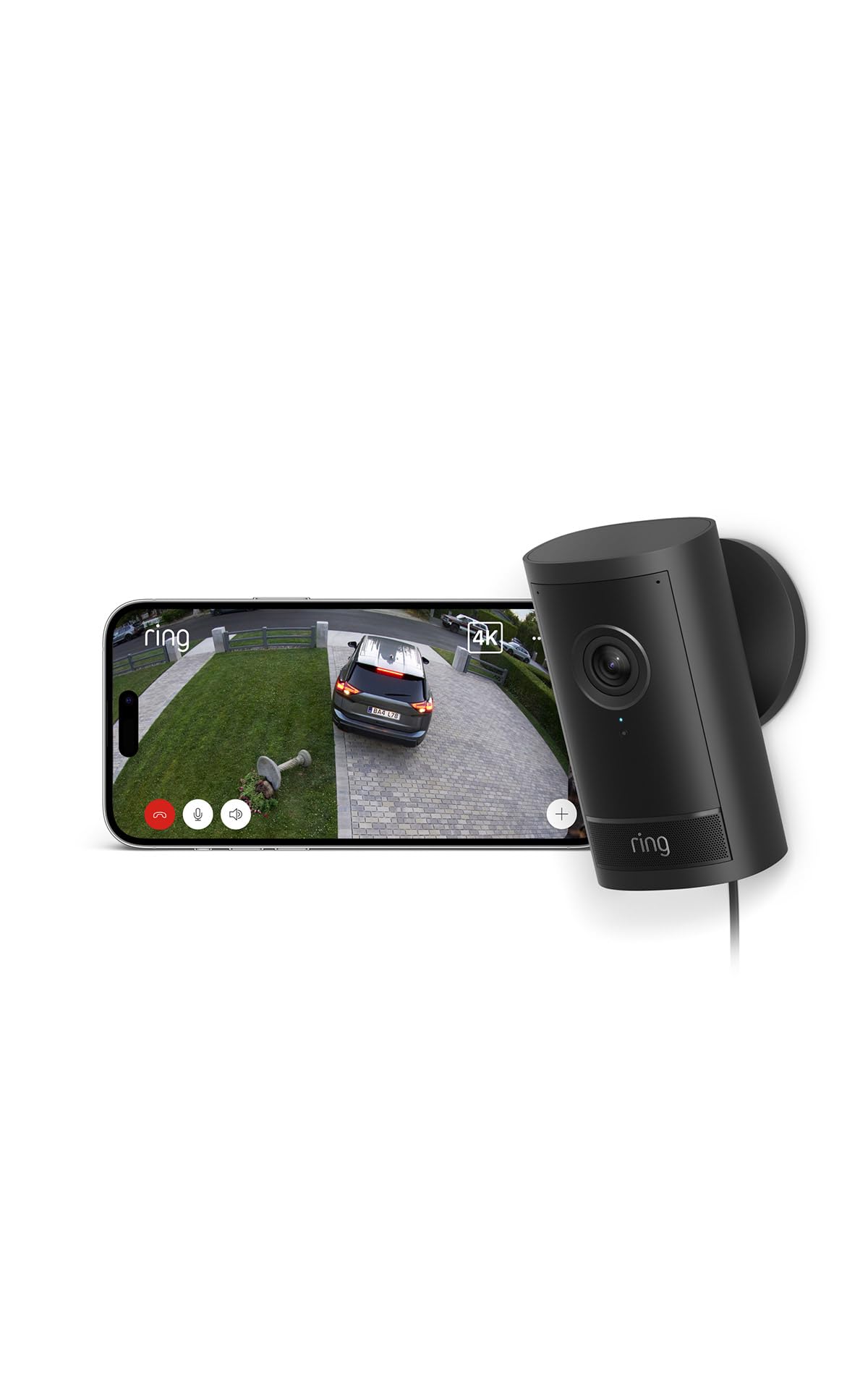 Ring Outdoor Camera 4K Pro, Cámara exterior con enchufe (última generación), Cámara de seguridad, Retinal Vision 4K, zoom de hasta 10x, Prueba gratuita de 30 días del plan de suscripción Ring