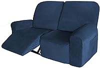 Vista 16 de 4 fundas de terciopelo para sofá reclinable, fundas elásticas para sofá reclinable de un solo asiento con bolsillo lateral, funda para asientos