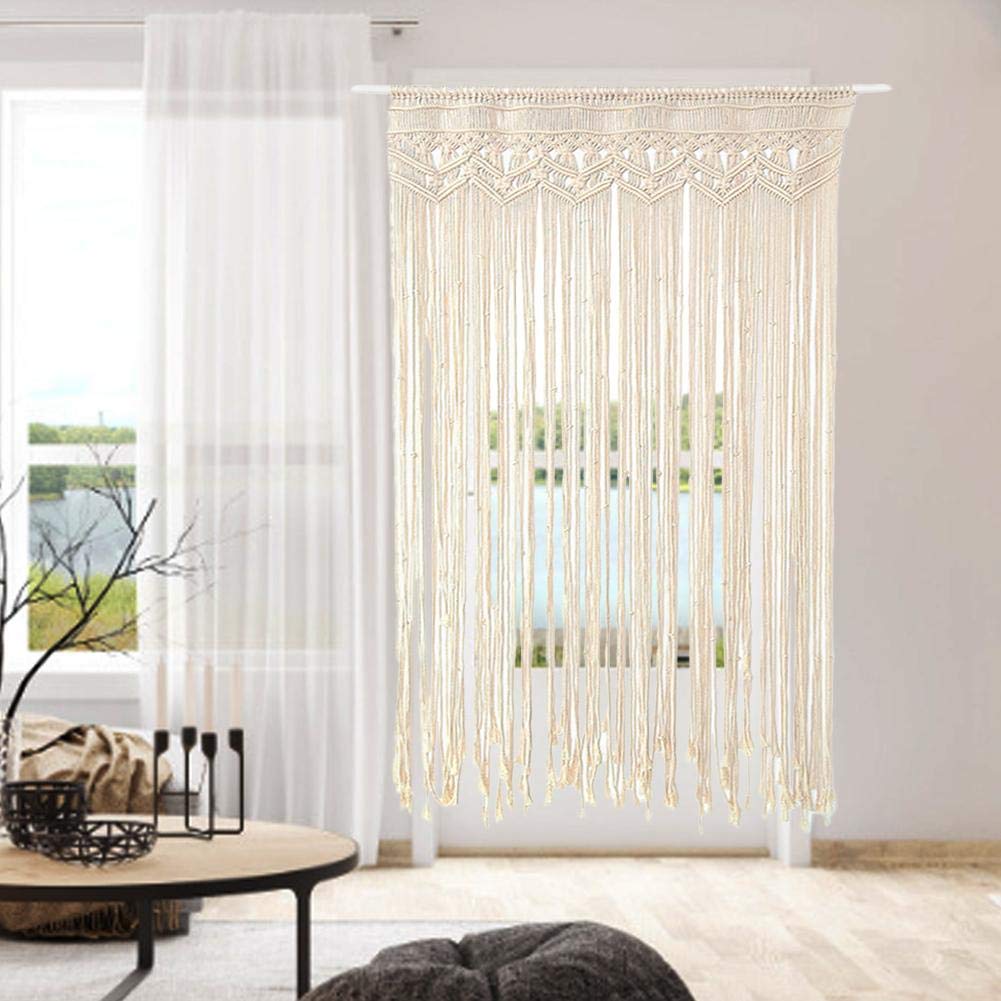 Macrame - Deurgordijn - Hand Geweven - Macramé - Katoen - Deur Gordijn Tapijt Kunst Wandtapijt Boho Decoratie Bohemen