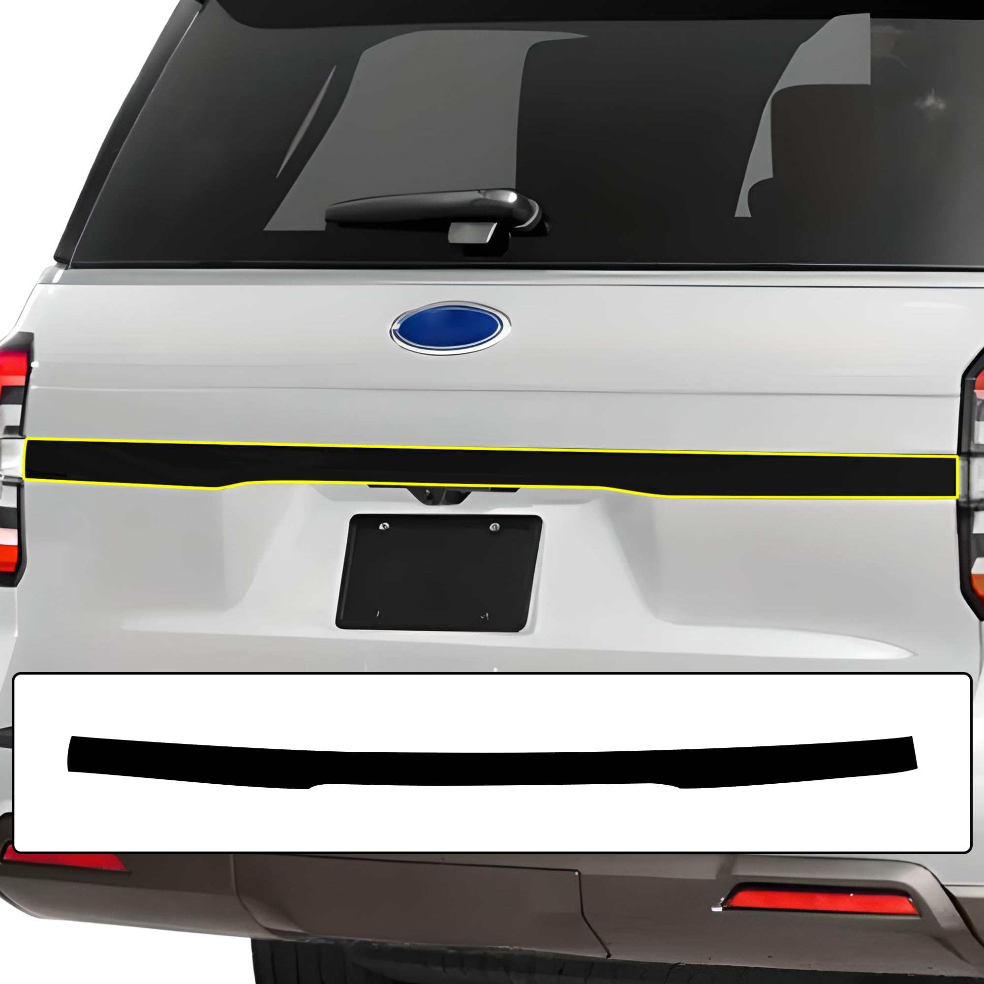 BOGAR TECH DESIGNS for Ford Expedition Max 2022-2024 Rear Bumper Chrome Delete – Precut Vinyl Trim Overlay, Gloss Black Blackout Look