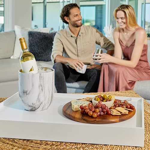 Miniatura 6 de SNOWFOX Cubo de hielo de acero inoxidable con aislamiento al vacío de 3 L con tapapinzas y juego de 4 vasos de rocas, accesorios de bar para el