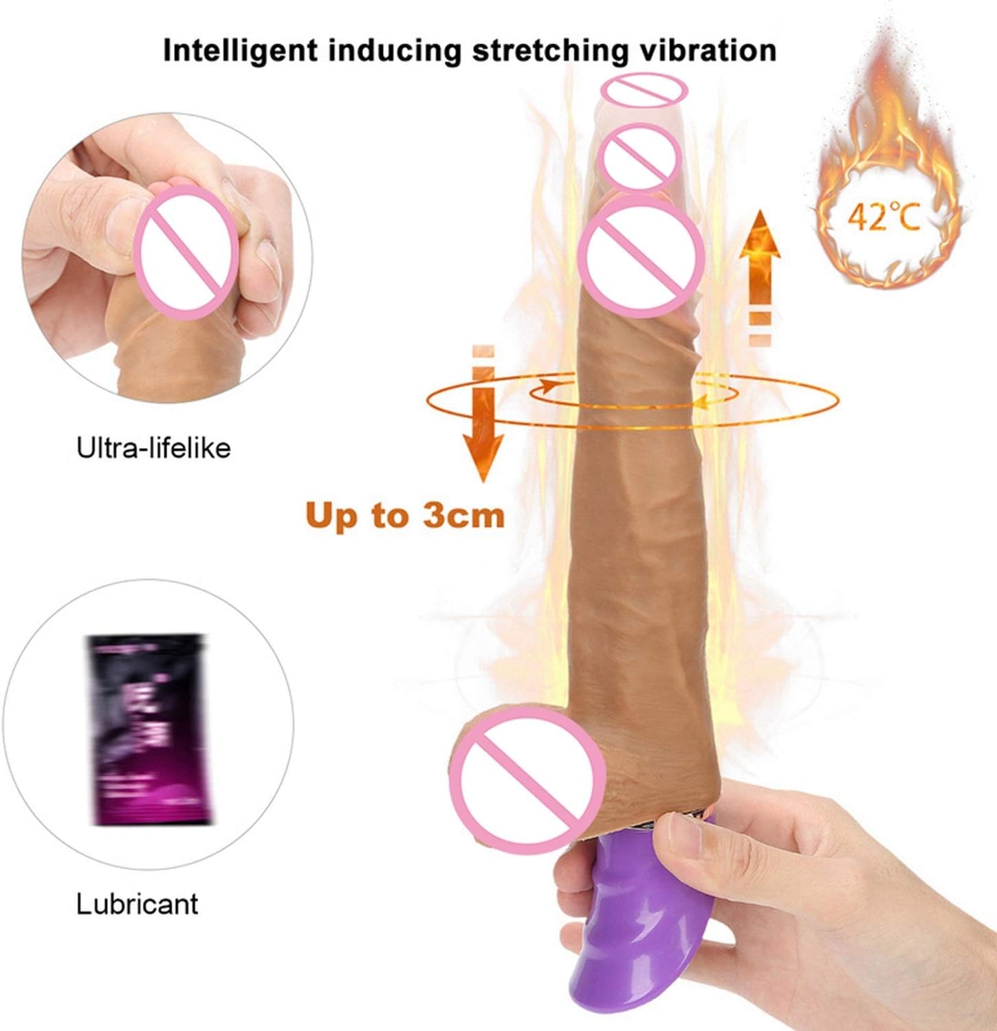 Intelligent Sensing Telescopic Vibrodion Vivid Vibrodion Soft Silicone Heating Strong Stretching Happy Toys for Woman,Vibradion Version