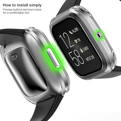 Miniatura 2 de Rc-Z Protector de pantalla para Fitbit Versa 2, carcasa rígida mate de policarbonato completa, protector de pantalla de cara completa para Fitbit