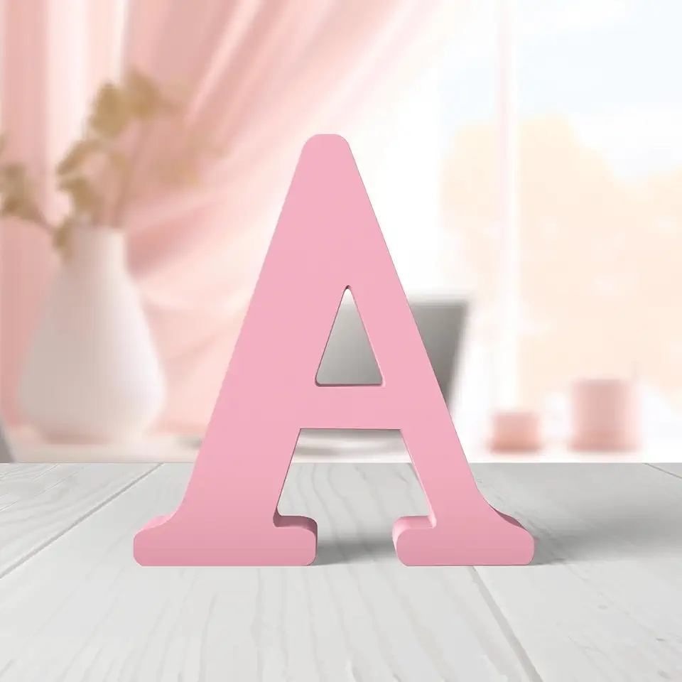 6 Inch Unfinished Wooden Letter (A) — Pink