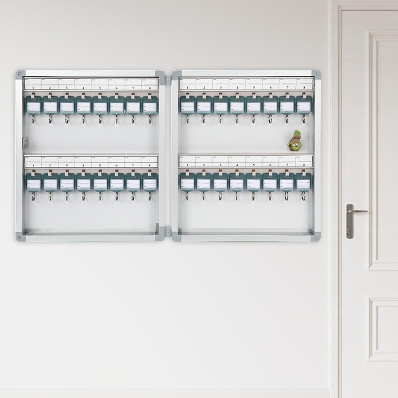 Caja de seguridad para llaves de 32 llaves, ideal para apartamentos, gas y negocios, armario Securi plateado para uso personal y profesional