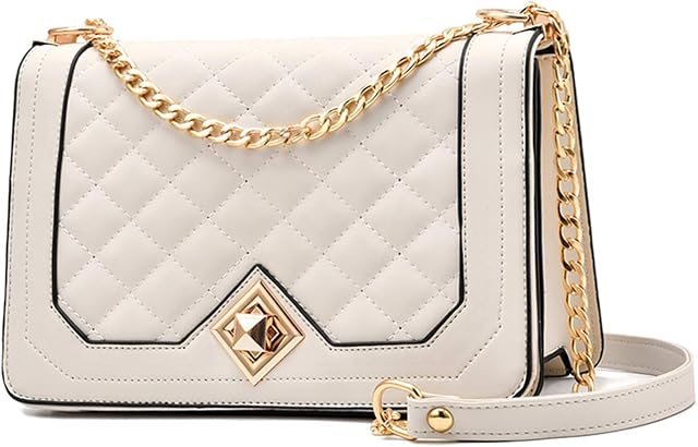 Travistar Crossbody Bag Ladies Fashion Small Shoulder Bag for Women PU Leather Waterproof Handbags with Adjustable strap Casual Messenger Bags, White