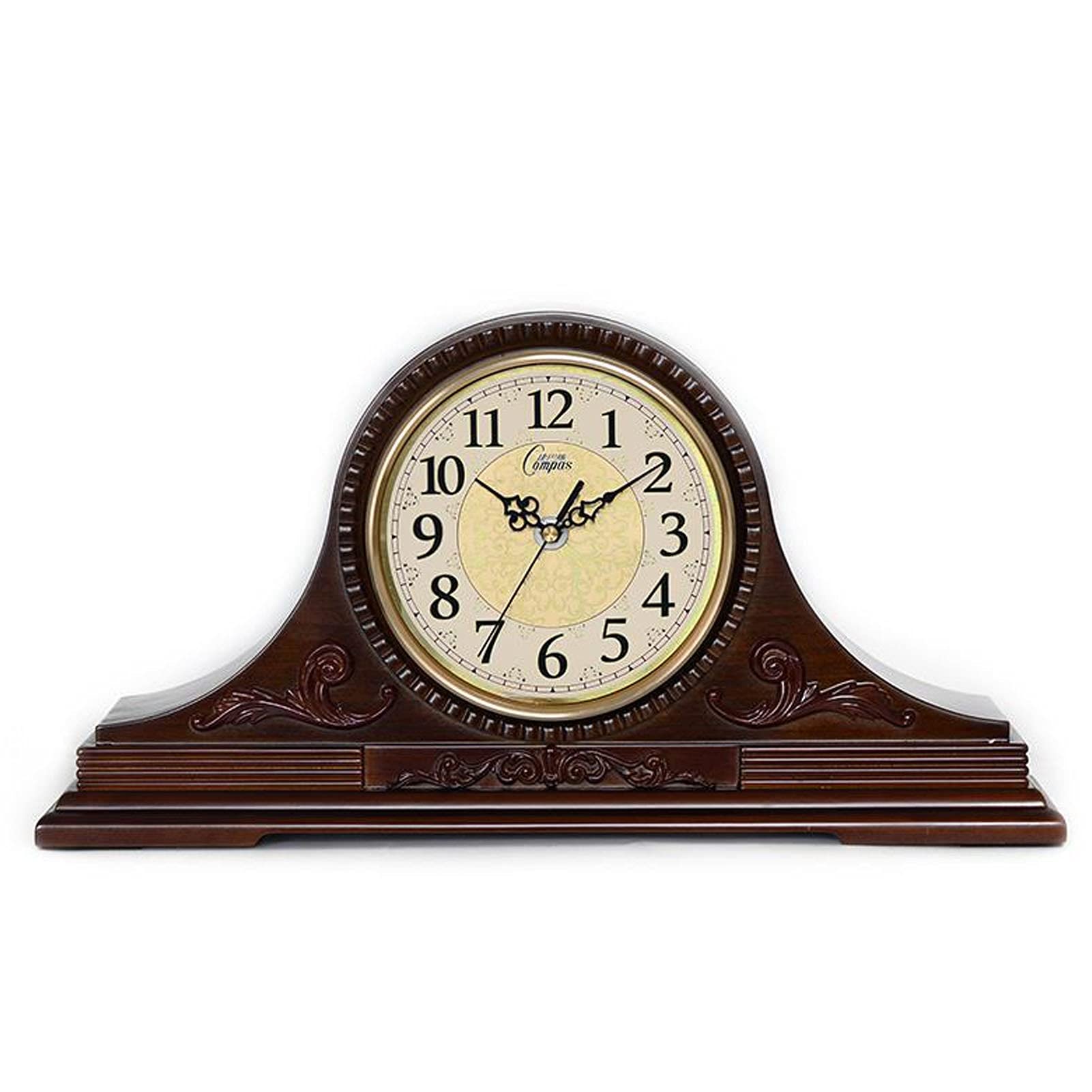 Uhr, Geräuschlos, Holz, Regaluhr, Kaminuhren, Vintage, Nicht Tickende Familien-Schreibtischuhr, Batteriebetrieben, Mit Quarzwerk, Hd-Glas, Für Schlafzimmer, Wohnzimmer
