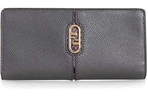 O'Lock Men's Anthracite Gray and Animal Print Leather Snap Continental Wallet