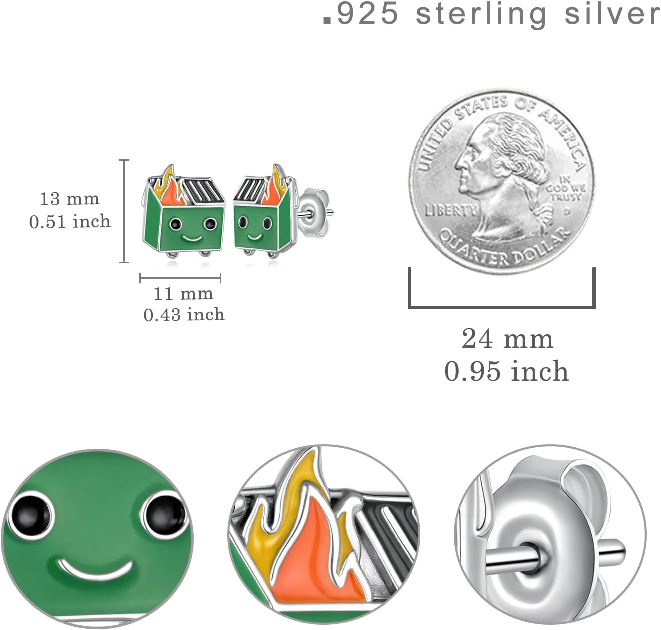 Dumpster Fire Earrings 925 Sterling Silver Flame Earrings Dumpster Fire Gifts for Women