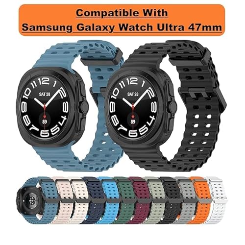 Wei-International-Compatible-with-Samsung-Galaxy-Watch-7-Ultra-47mm-Band-Soft-Sport-Silicone-Breathable-Strap-Watch-Bands-Men-Women-for-Samsung-Galaxy-Watch-Ultra-47mm-2024-Black