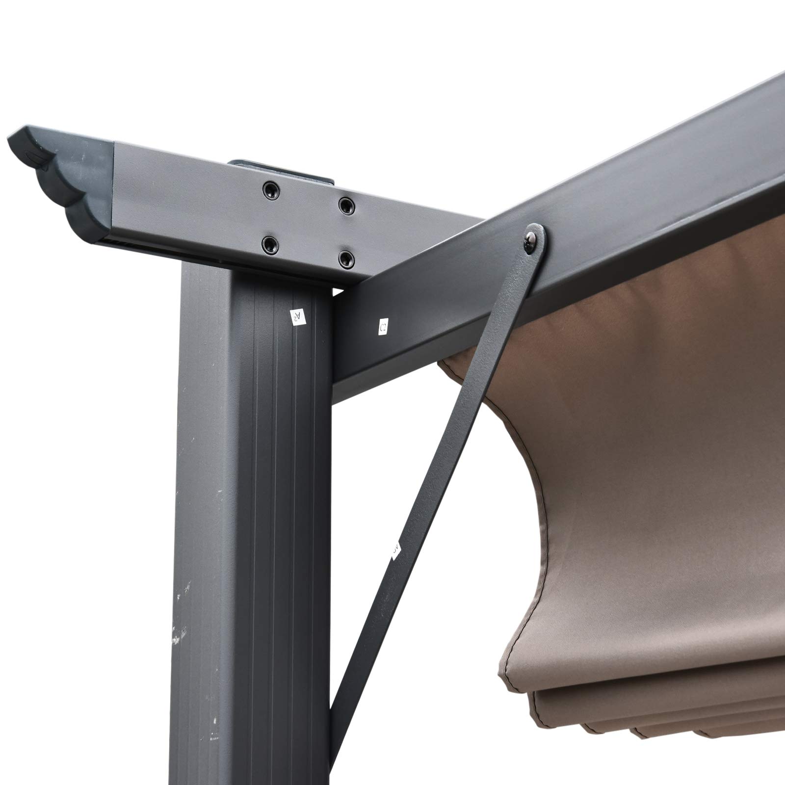 Outsunny Gazebo Pergola da Giardino 3x3 m Tettuccio Retrattile Grigio | Pergolato in Alluminio, Tetto Regolabile Anti UV