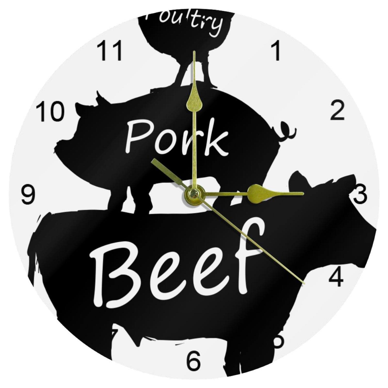Horloge murale silencieuse animaux de la ferme 25,4 cm avec chiffres arabes