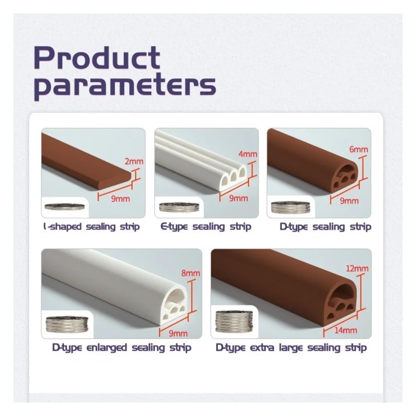 Striscia fonoassorbente autoadesiva in silicone for porte e finestre da 6 m, isolamento for porte e finestre, striscia anticollisione e antivento(9x6mm brown)