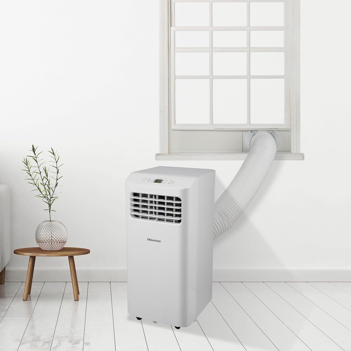 Hisense, APC07KV, aire acondicionado portátil 7000BTU, 2,6 kW, 18 ㎡, deshumidificación, 63 dB,pantalla LED, temporizador 24 h, mando a distancia [clase energética A]