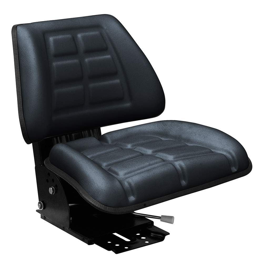 Asiento Tractor Universal PVC Negro - Asiento Para Tractor con Respaldo Negro de aAcero y PVC Silla para Maquinaria, Segadoras, Cortacésped, Montacargas, Toritos