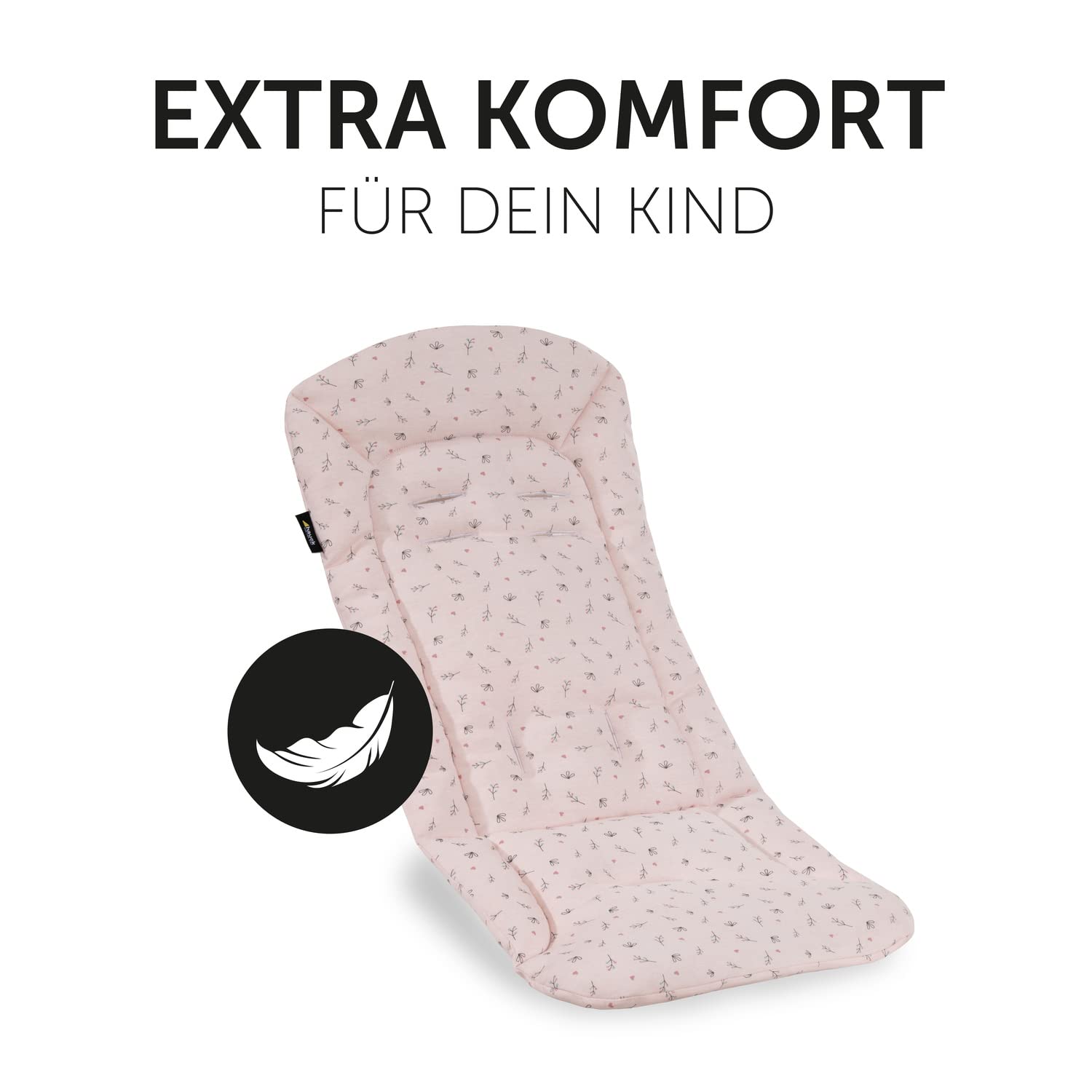 hauck Sitzauflage für Buggy & Kinderwagen 70 x 37 x 3 cm, Flowers Rose | Atmungsaktive Baumwolle für Sommer, Buggy Einlage mit 7 Gurtschlitze passend für hauck Kinderbuggys & Fahrradanhänger
