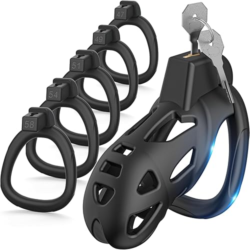 Yivans Jaula de castidad masculina, jaula ligera de castidad para el cuerpo, resina segura para el cuerpo+jaula de pene ABS para hombres con anillo