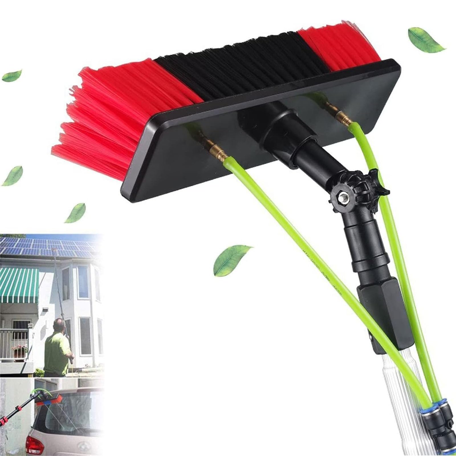 Teleskopowy środek do czyszczenia okien 30 cm z głowicą szczotkową, słup zasilany wodą do paneli słonecznych i dachów, wydajne narzędzie do czyszczenia systemów fotowoltaicznych