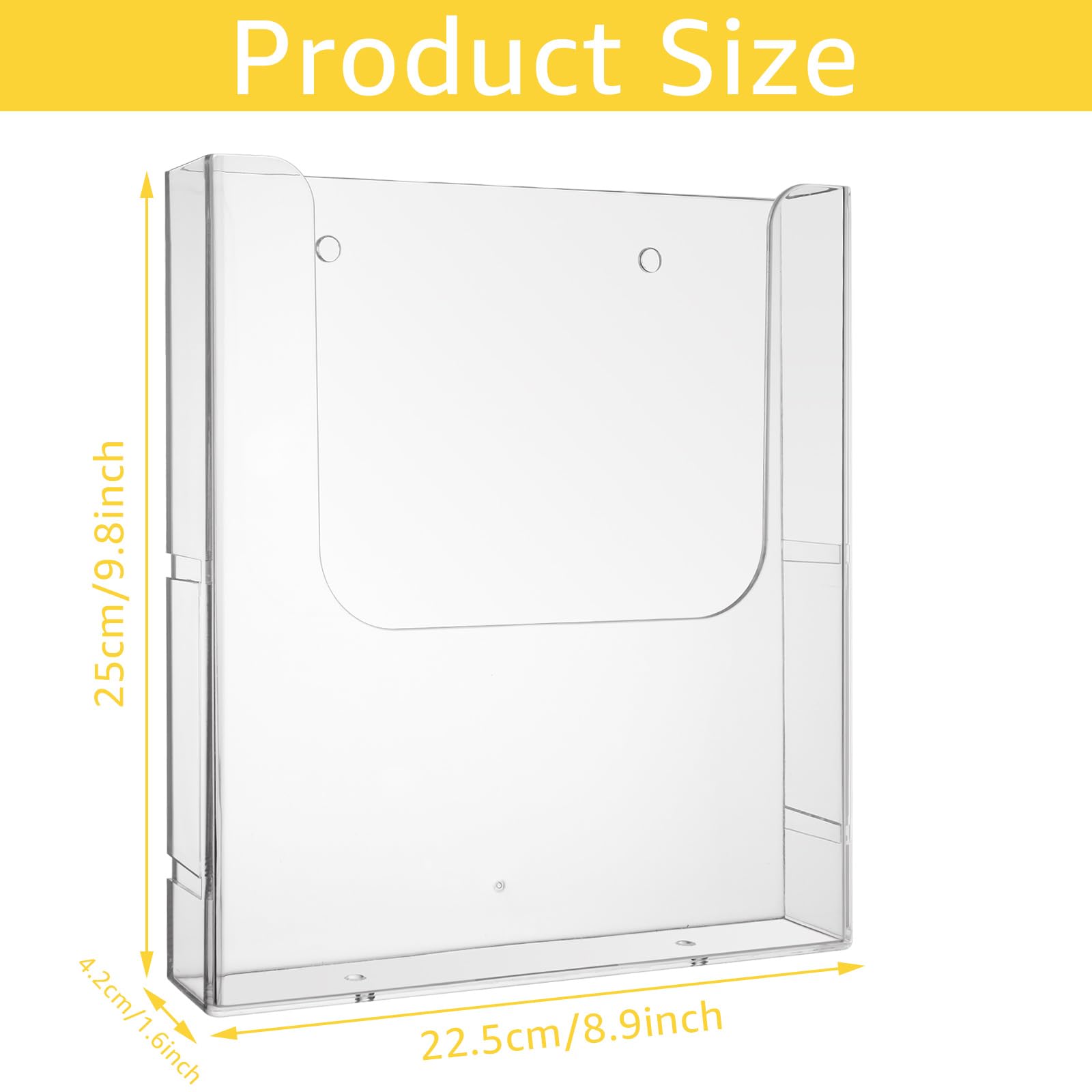 4 soportes para folletos de pared acrílico A4, 225 x 41 x 251 mm, soporte para folletos de pared, transparente, con tornillo, tubo de expansión para menús, catálogos, folletos