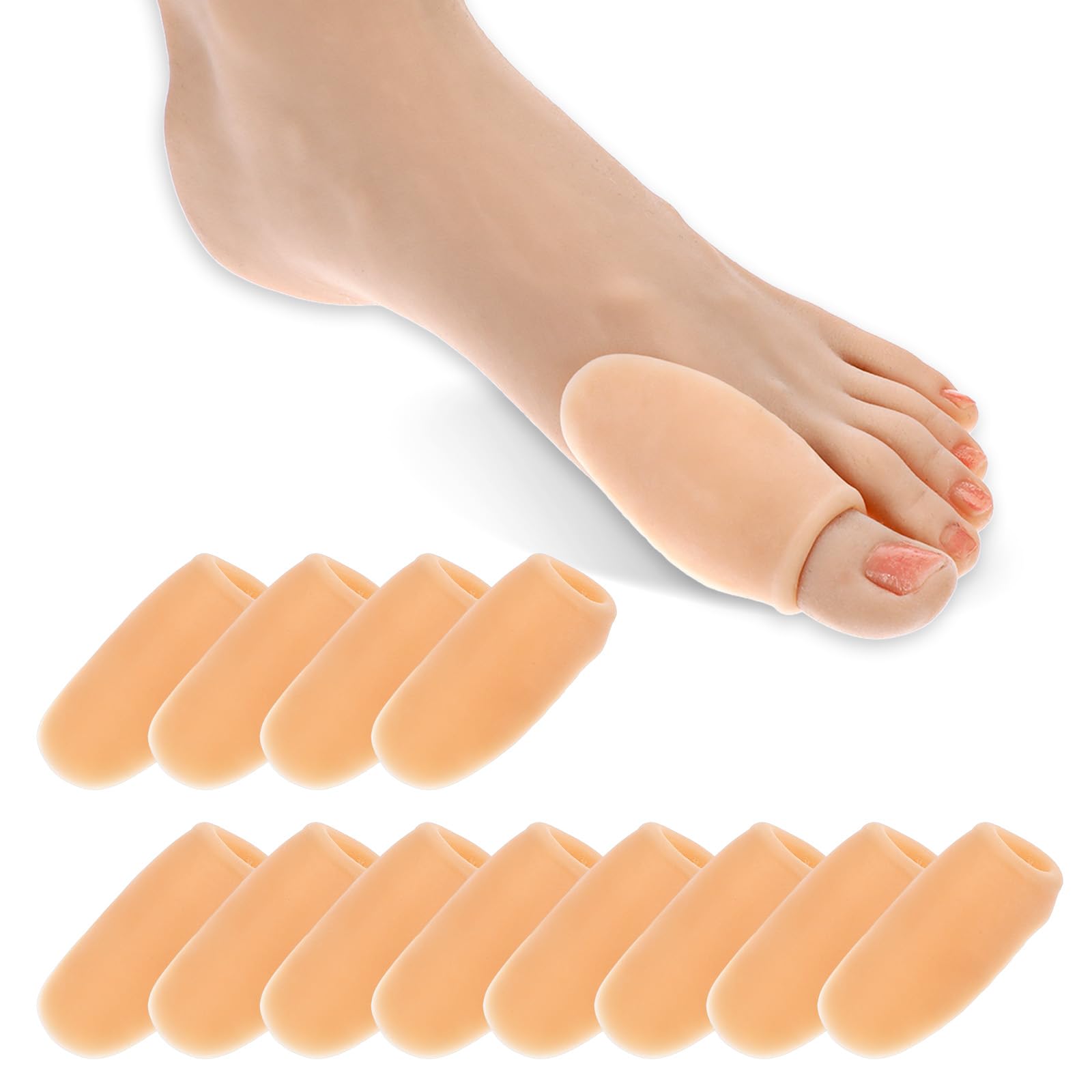 Dimeho Ballenzeh-Kissen, Korrektur-Pads mit Trennschutz, transparent, zur Linderung von großen Zehen, Schwielen, Ballenzehen, Hühneraugen, Hautfarbe, 12 Stück